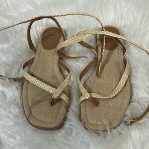 A New Day Luisa Ankle Strap Sandals size 6 1/2 beige flat sandals